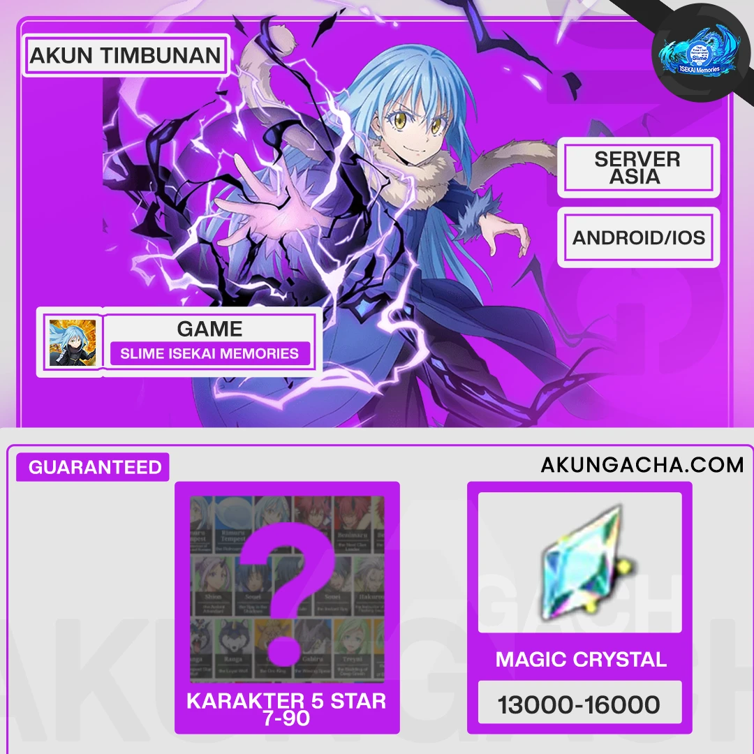 Akun Timbunan Magic Crystal Slime Isekai Memories - Server ASIA